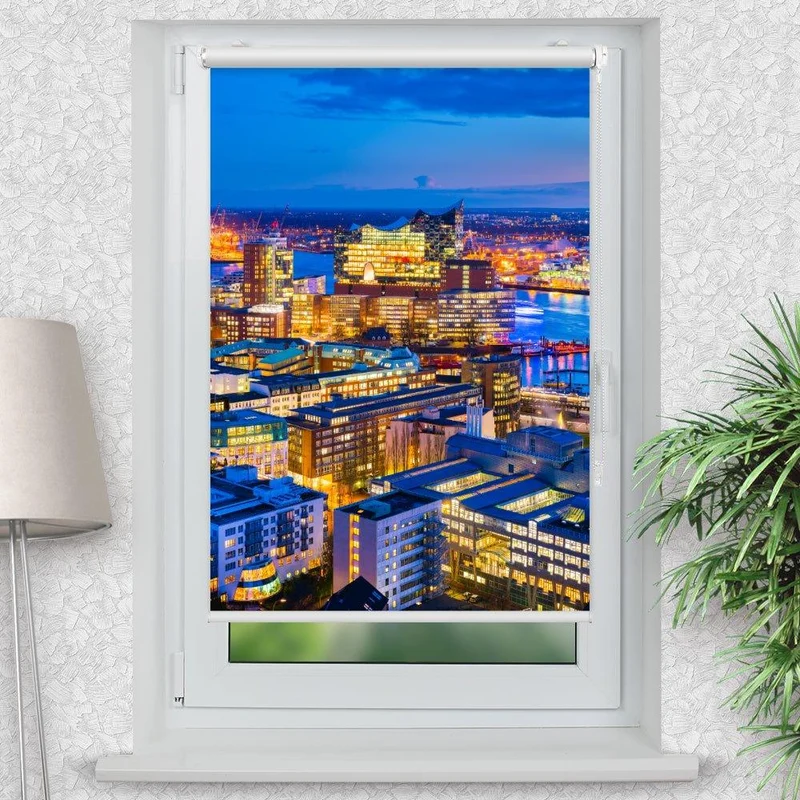 Klemmfix Rollo "Hamburg Skyline" | Motiv-Klemmrollo