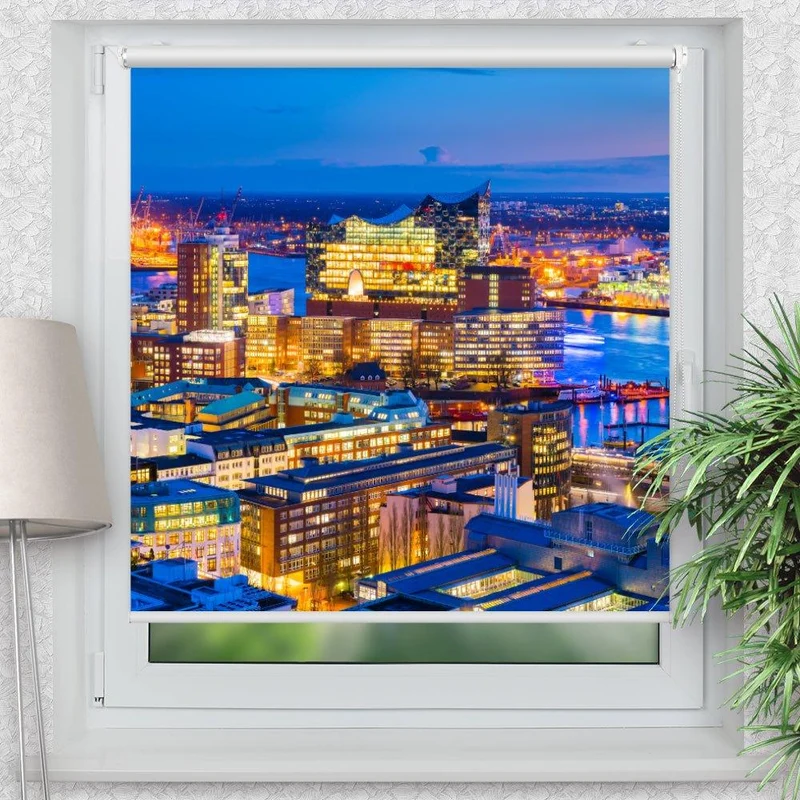 Klemmfix Rollo "Hamburg Skyline" | Motiv-Klemmrollo
