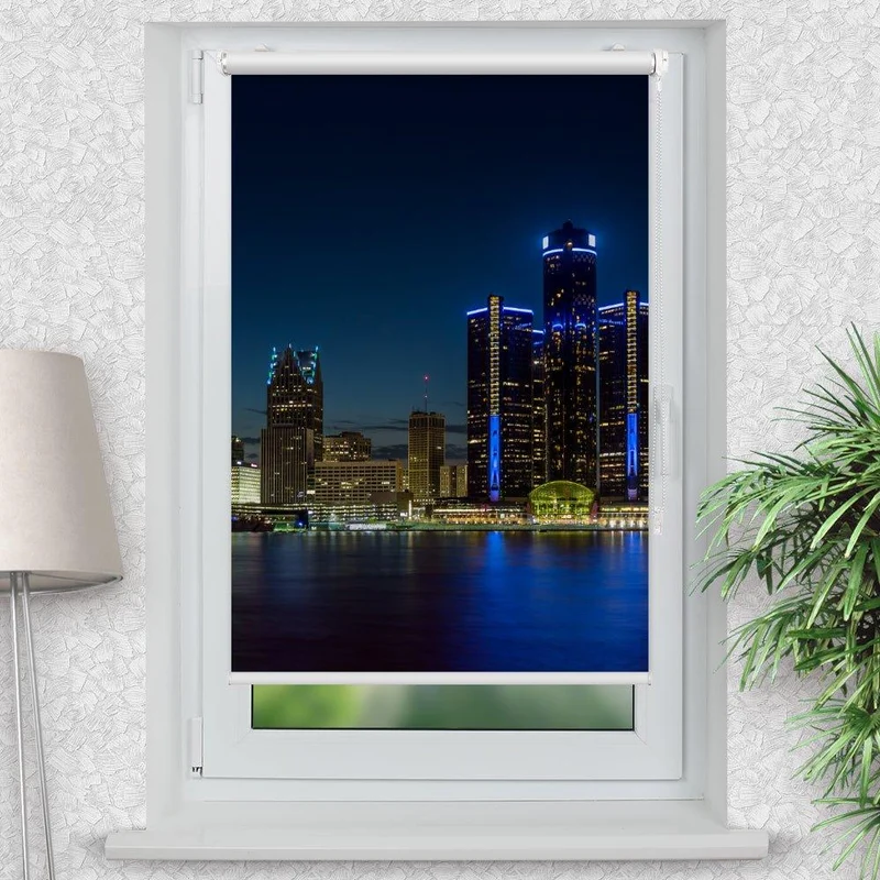 Klemmfix Rollo "Skyline Nacht" | Motiv-Klemmrollo