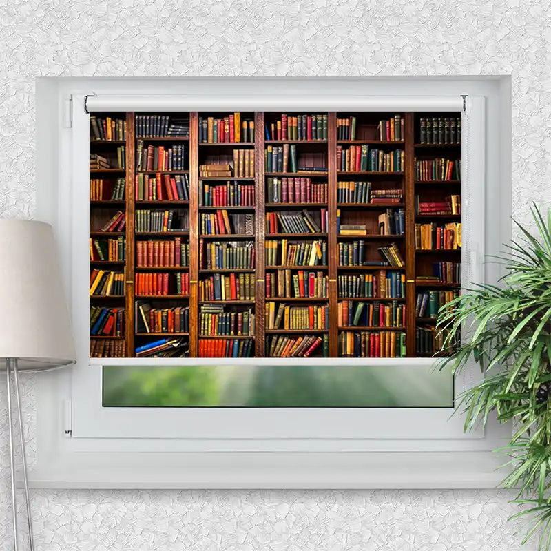 Klemmfix Rollo "Altes Bücherregal" | Motiv-Klemmrollo