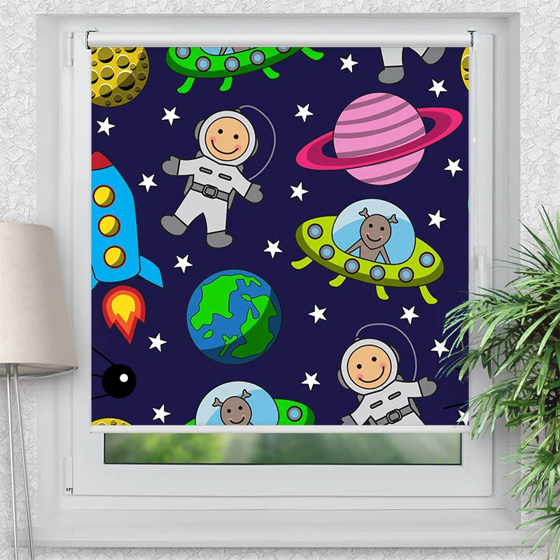 Klemmfix Rollo "Astronauten im Weltraum" | Motiv-Klemmrollo