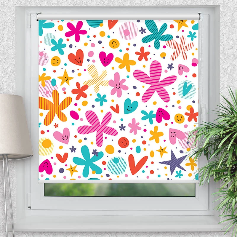 Klemmfix Rollo "Herzen und Sterne" | Motiv-Klemmrollo