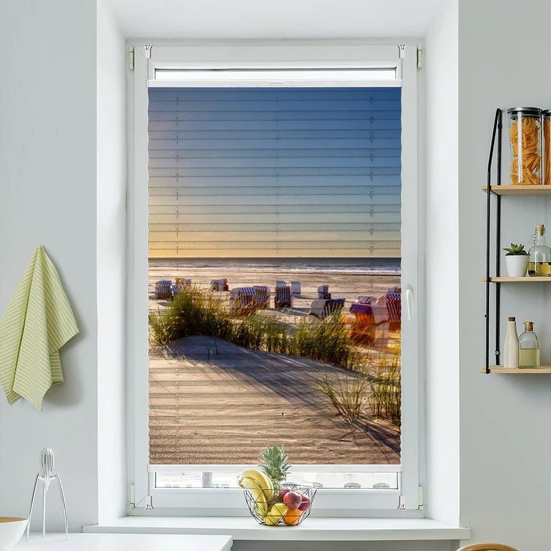Plissee Motiv "Strandkorb Nordsee"