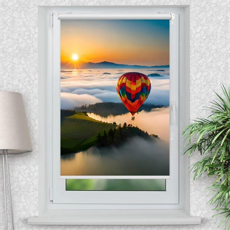 Klemmfix Rollo "Heissluftballon Berge" | Motiv-Klemmrollo