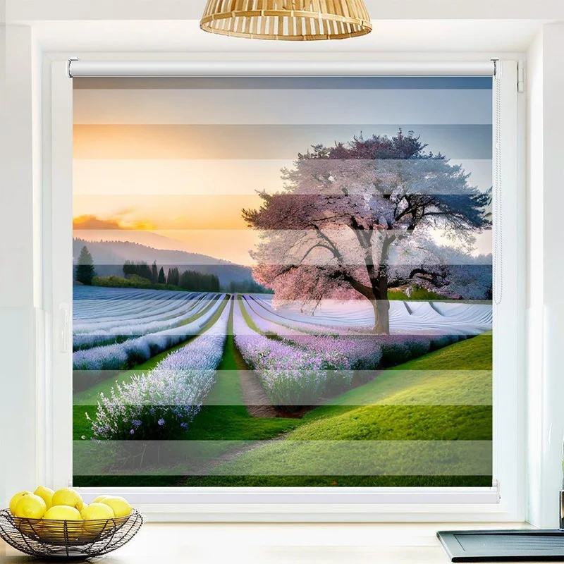 Klemmfix Doppelrollo "Baum Fruehling Landschaft" | Klemm Doppelrollo