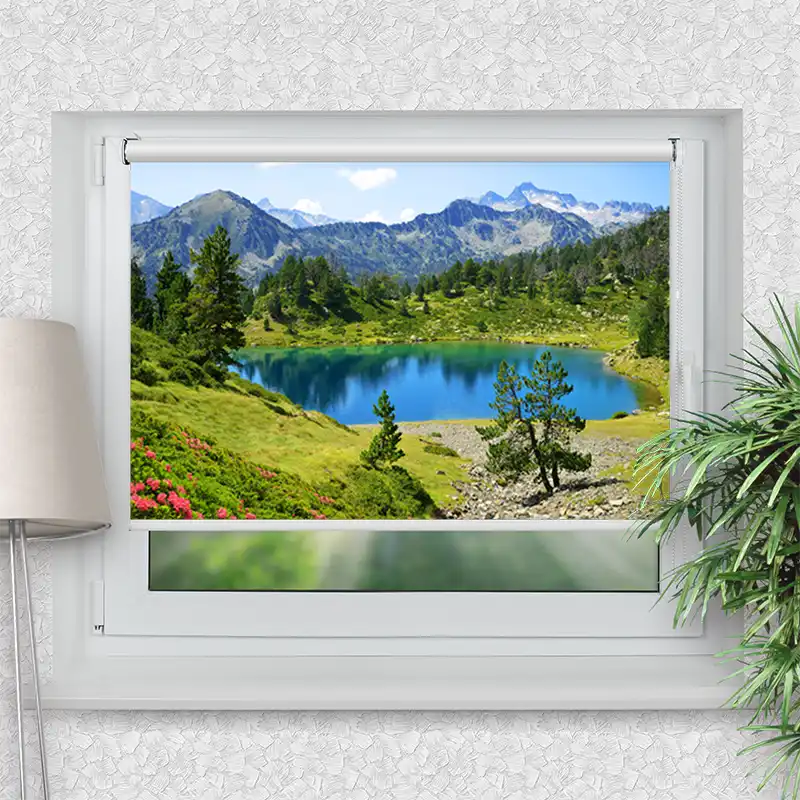Klemmfix Rollo "Berglandschaft Mit See" | Motiv-Klemmrollo