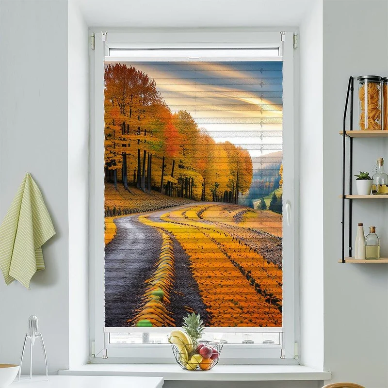 Wabenplissee Motiv "Herbst Wald Landschaft"