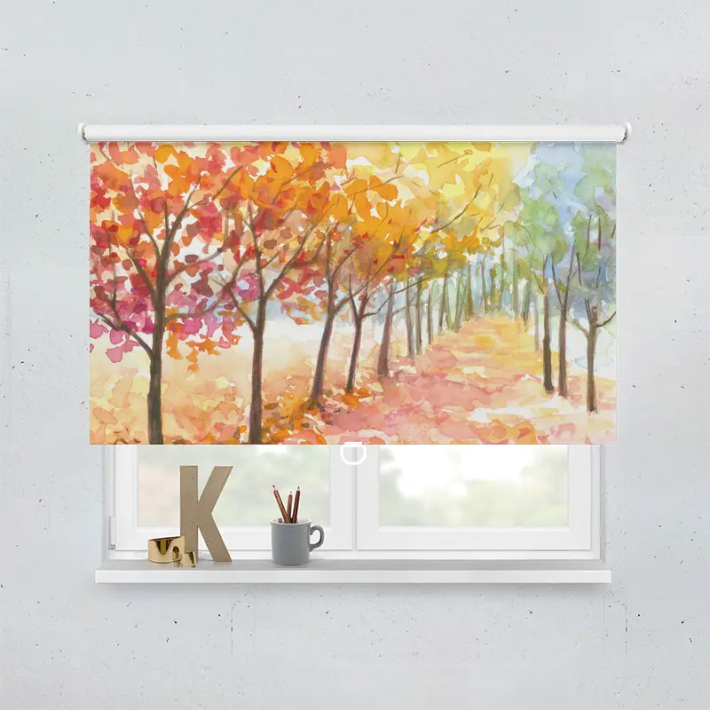 Springrollo Motiv "Herbst Allee Aquarell"