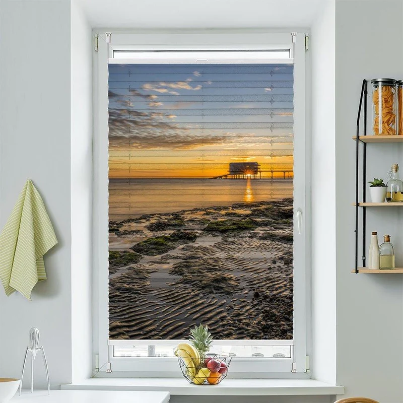 Plissee Motiv"Küste Meer Sonnenaufgang"