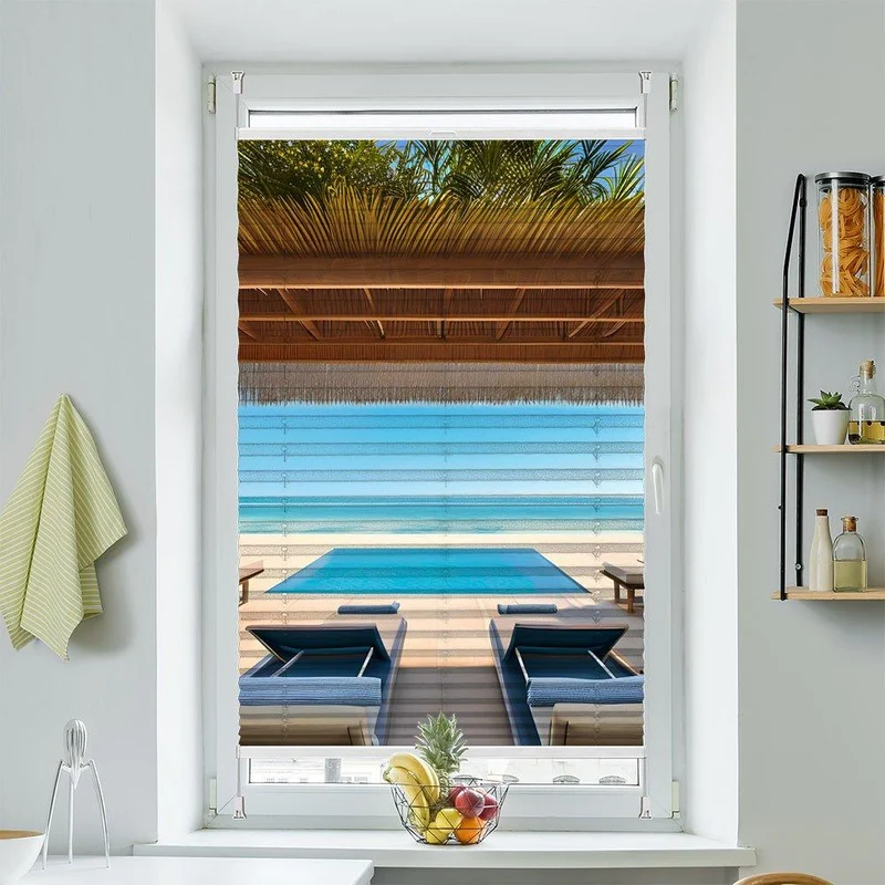 Plissee Motiv"Küste Pool"
