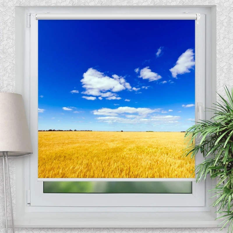 Klemmfix Rollo "Weizenfeld blauer Himmel" | Motiv-Klemmrollo