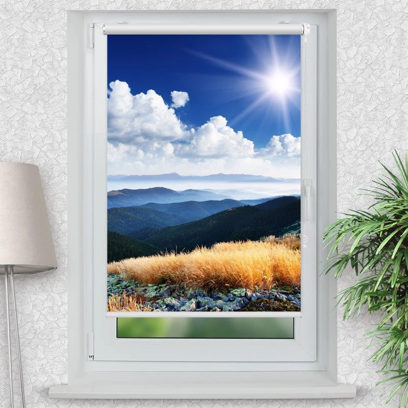 Klemmfix Rollo "Berglandschaft Aussicht" | Motiv-Klemmrollo