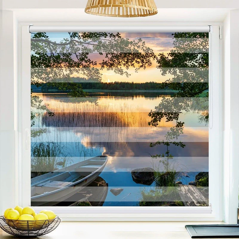 Klemmfix Doppelrollo "Wald See Boot" | Klemm Doppelrollo