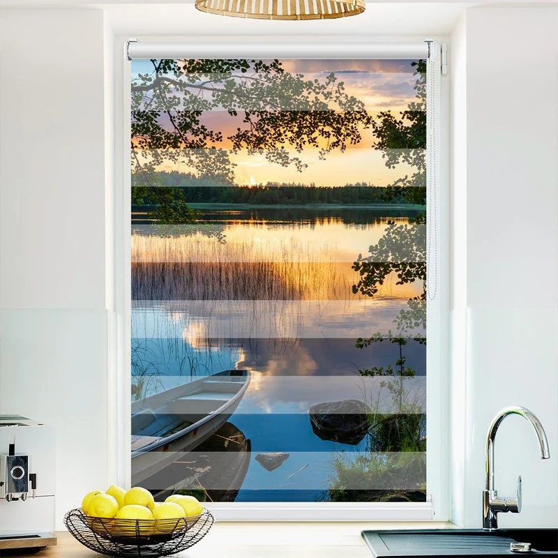 Klemmfix Doppelrollo "Wald See Boot" | Klemm Doppelrollo