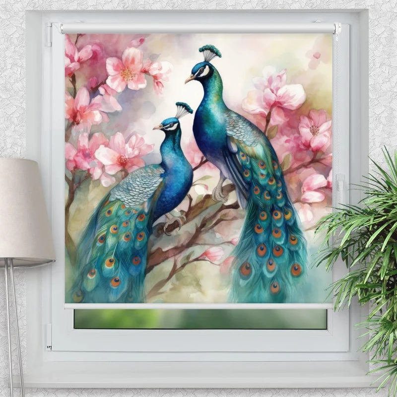 Klemmfix Rollo "Pfau Baum" | Motiv-Klemmrollo