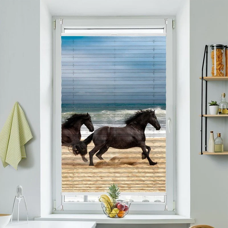 Wabenplissee Motiv "Pferde Strand Galopp"