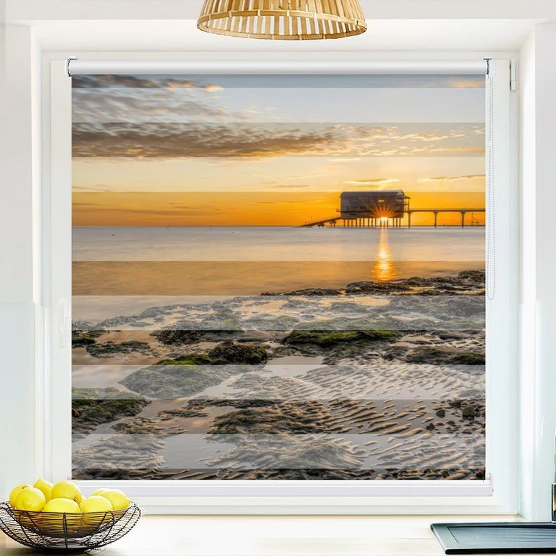 Klemmfix Doppelrollo "Küste Meer Sonnenaufgang" | Klemm Doppelrollo