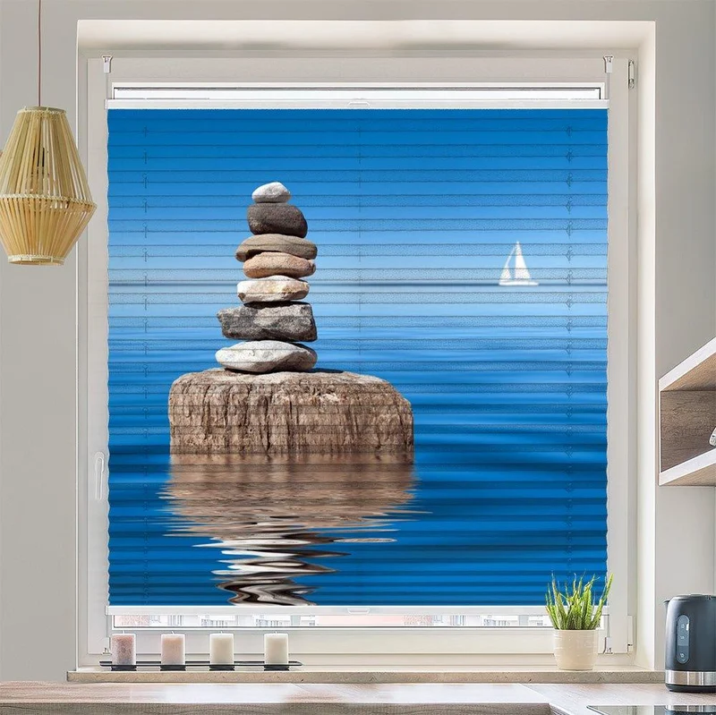 Plissee Motiv"Steinturm Ozean"