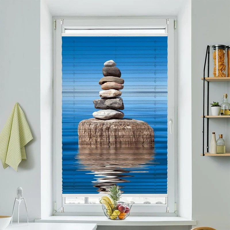 Plissee Motiv"Steinturm Ozean"