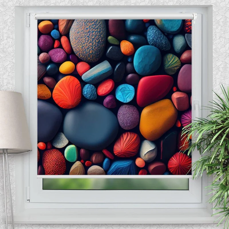Klemmfix Rollo "Kieselsteine bunt" | Motiv-Klemmrollo