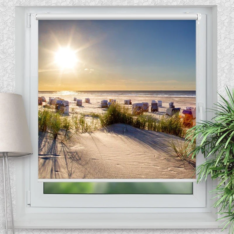 Klemmfix Rollo "Strandkorb Nordsee" | Motiv-Klemmrollo
