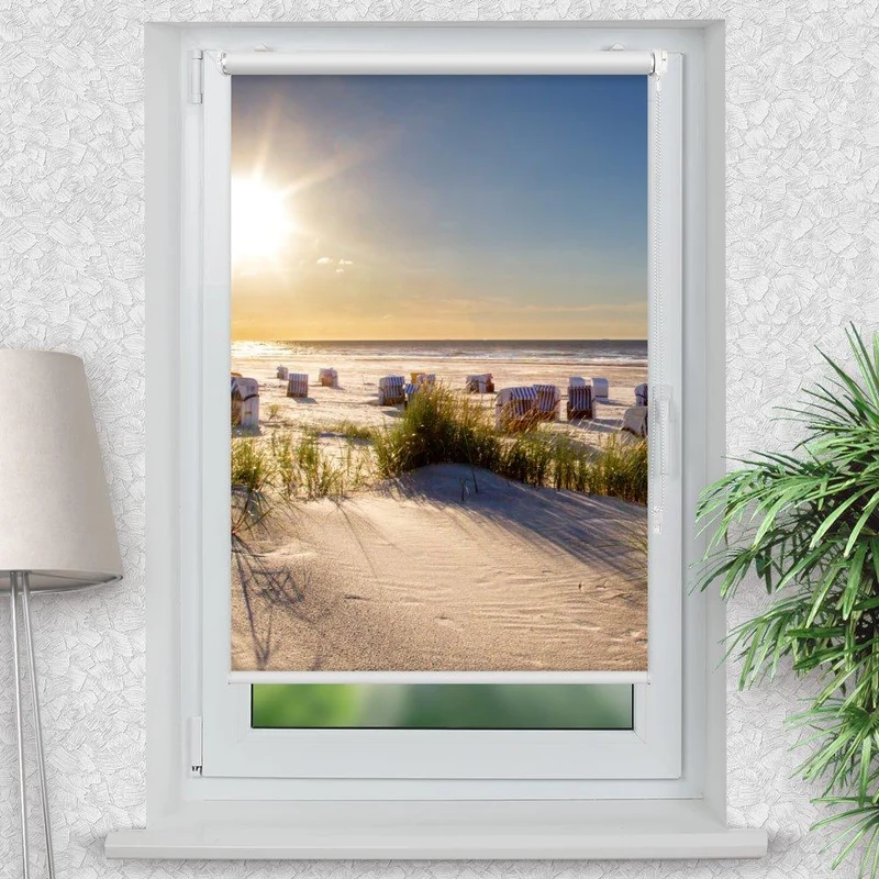 Klemmfix Rollo "Strandkorb Nordsee" | Motiv-Klemmrollo