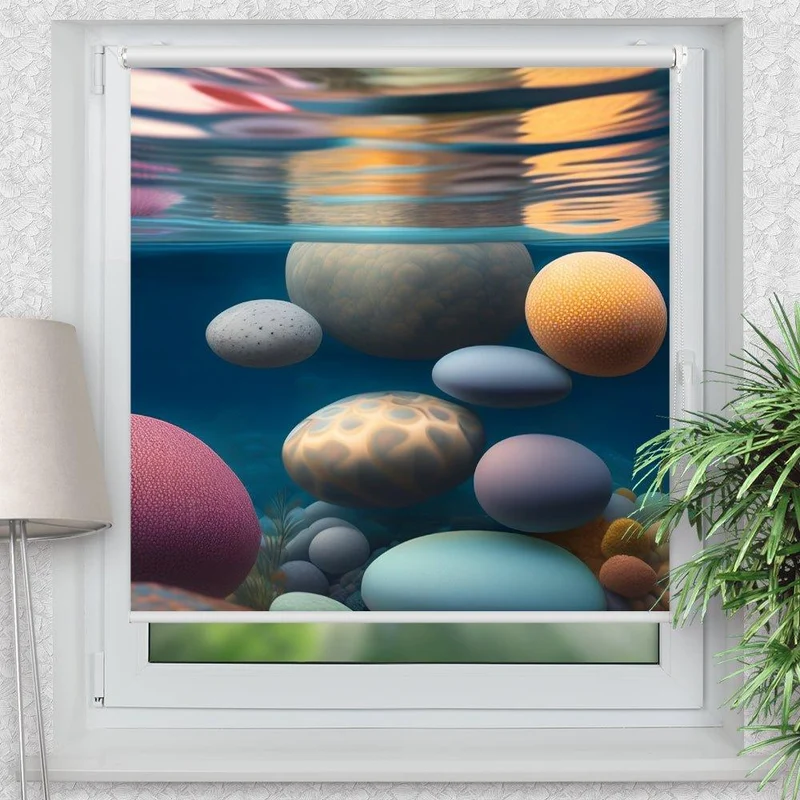 Klemmfix Rollo "Steine Fluss abstrakt" | Motiv-Klemmrollo