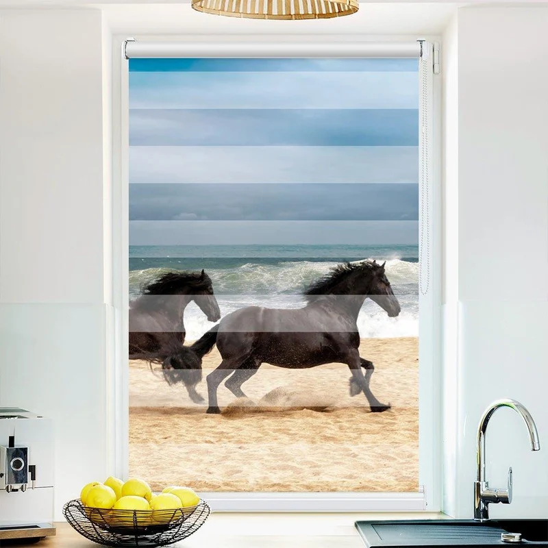 Klemmfix Doppelrollo "Pferde Strand" | Klemm Doppelrollo