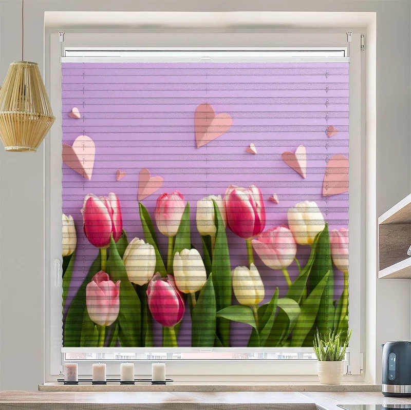 Plissee Motiv "Tulpen lila Hintergrund"