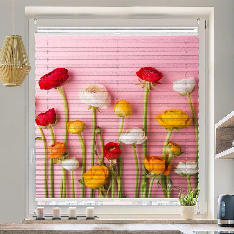 Plissee Motiv "blumen bunt"