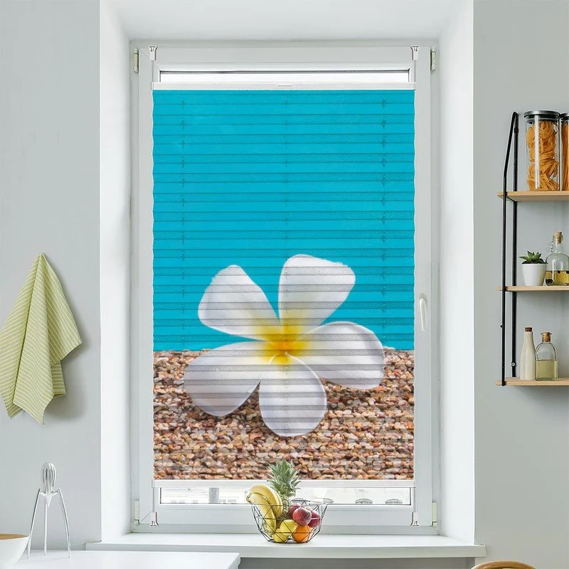 Plissee Motiv "Frangipani Wasser"