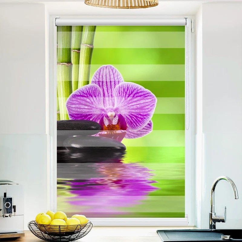 Klemmfix Doppelrollo "Bambu Orchidee Steine" | Klemm Doppelrollo