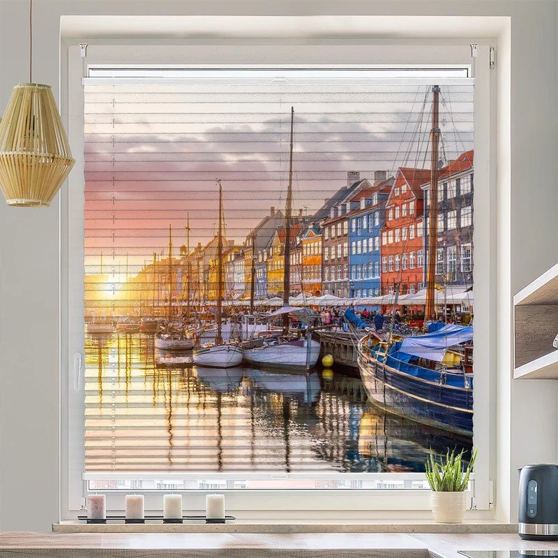Wabenplissee Motiv "Nyhavn Kopenhagen Alter Hafen Daenemark"