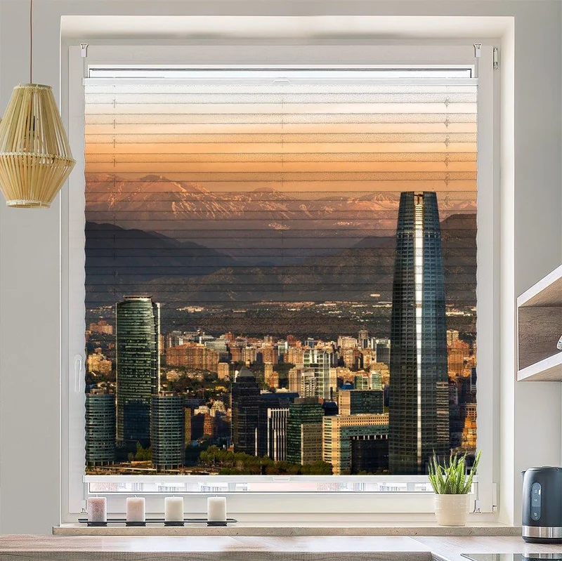 Wabenplissee Motiv "Santiago Chile Skyline"