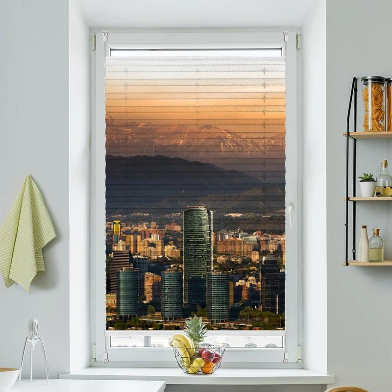 Wabenplissee Motiv "Santiago Chile Skyline"