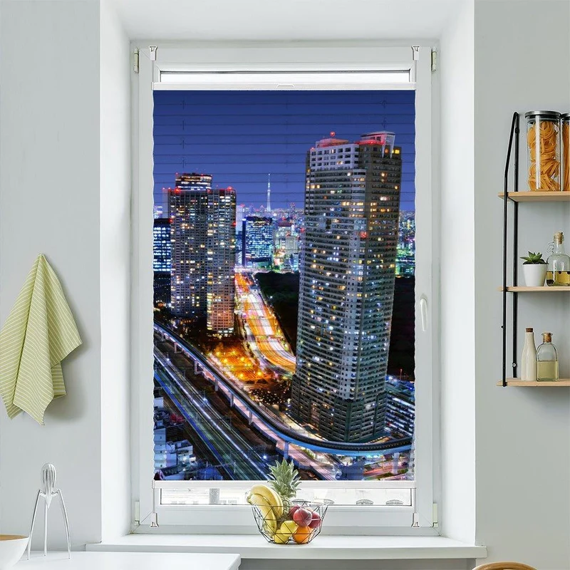 Wabenplissee Motiv "Tokio Skyline Bei Nacht"