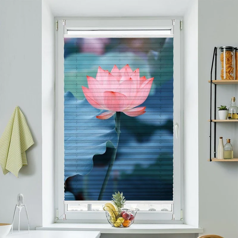 Wabenplissee Motiv "Lotus Blume See"