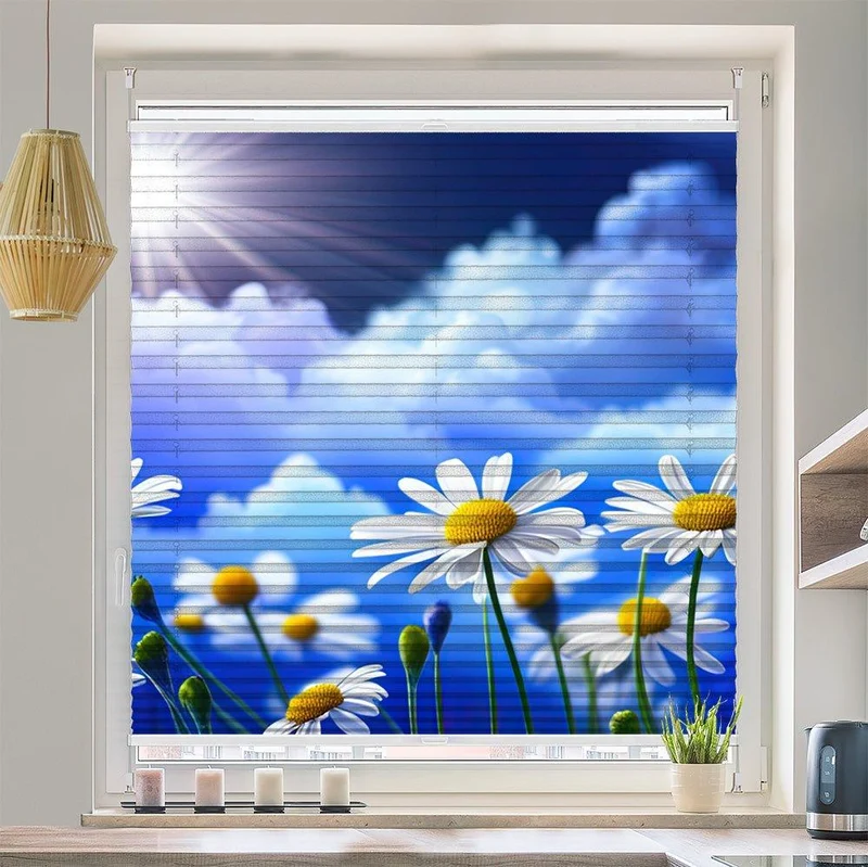 Wabenplissee Motiv "Margariten Sonne Wildblume"