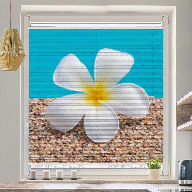 Wabenplissee Motiv "Plumeria Frangipani Wasser"