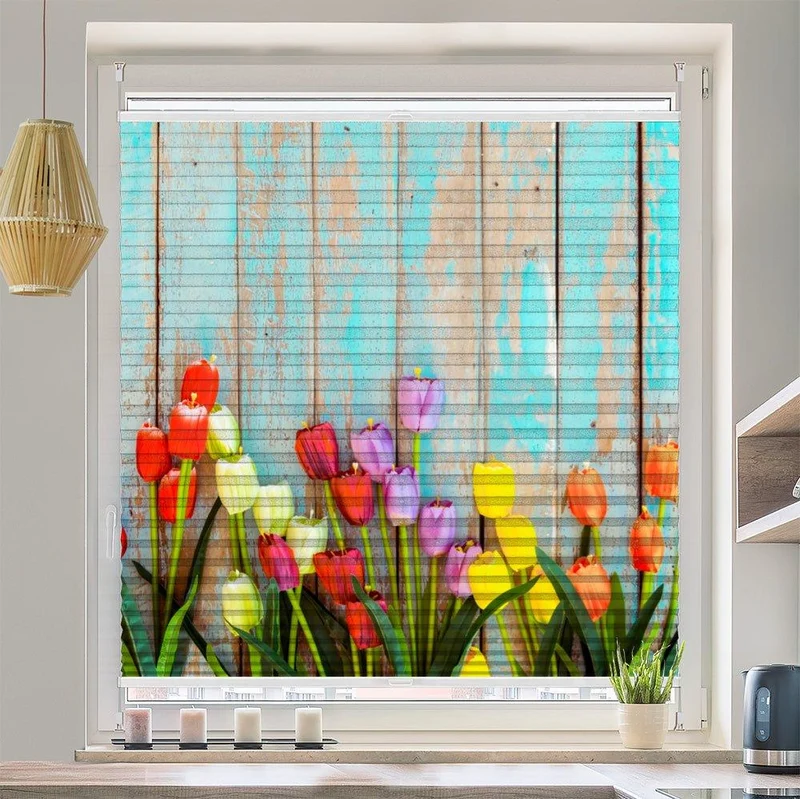 Wabenplissee Motiv "Tulpen Vintage Wand"