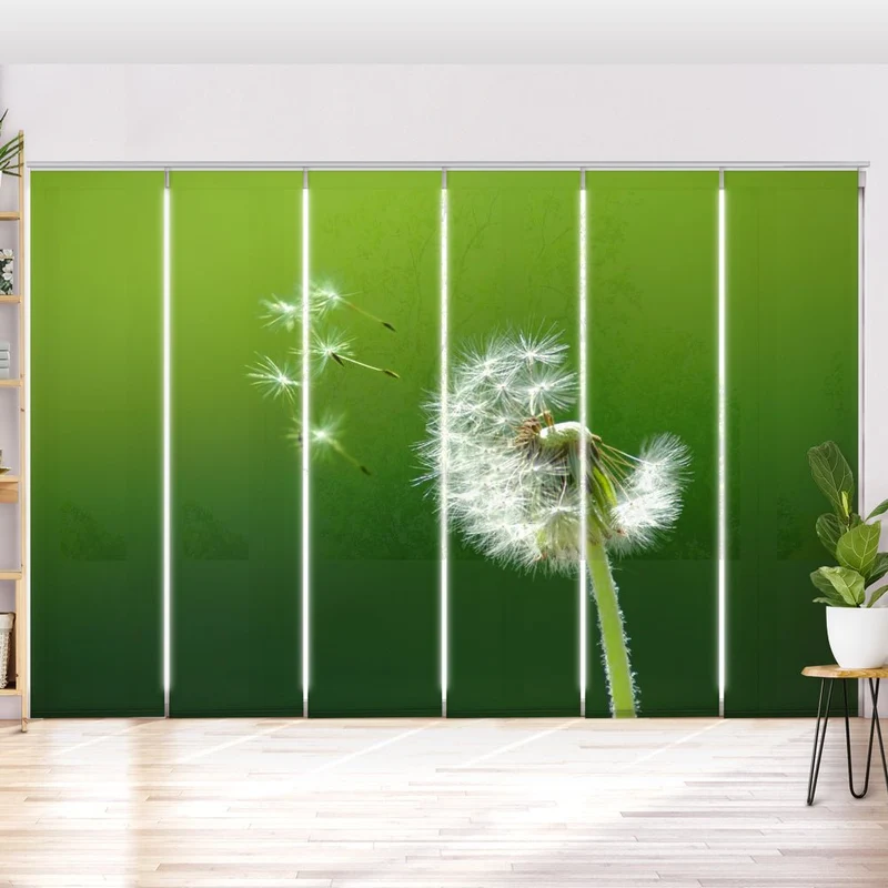 Schiebegardine Motiv "Pusteblume grün"