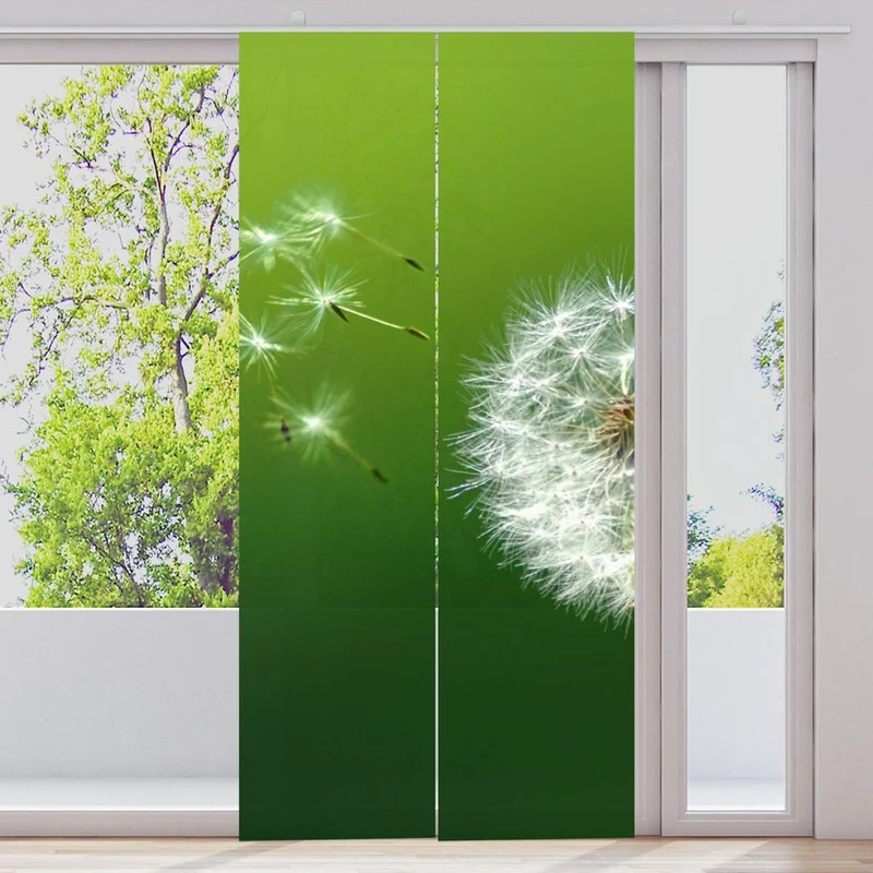 Schiebegardine Motiv "Pusteblume grün"
