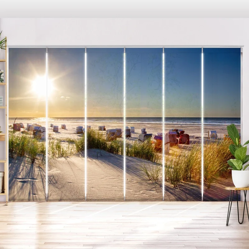 Schiebegardine Motiv "Strandkorb Meer Juist"