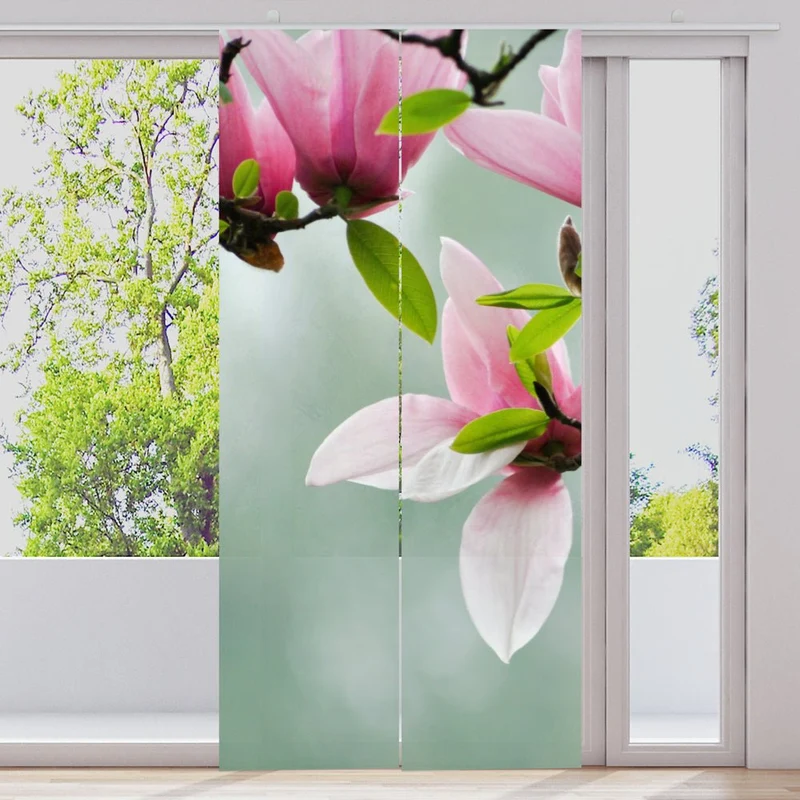 Schiebegardine Motiv "Magnolien Blüten"