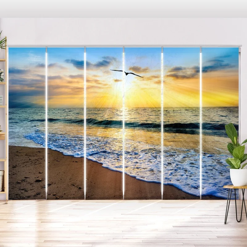 Schiebegardine Motiv "Strand Meer Möwe"