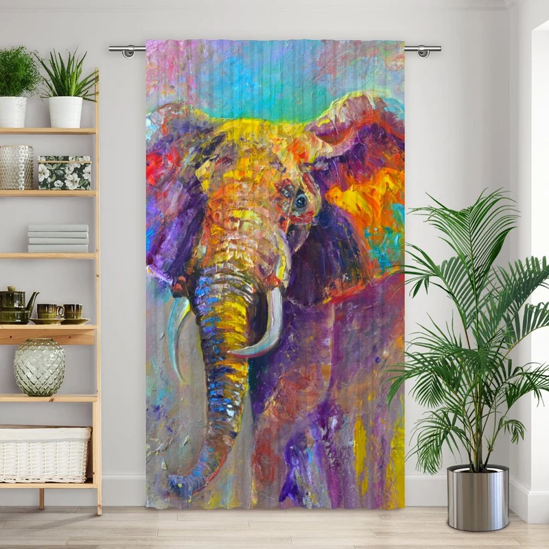Vorhang Motiv "Elefant bunt abstrakt"