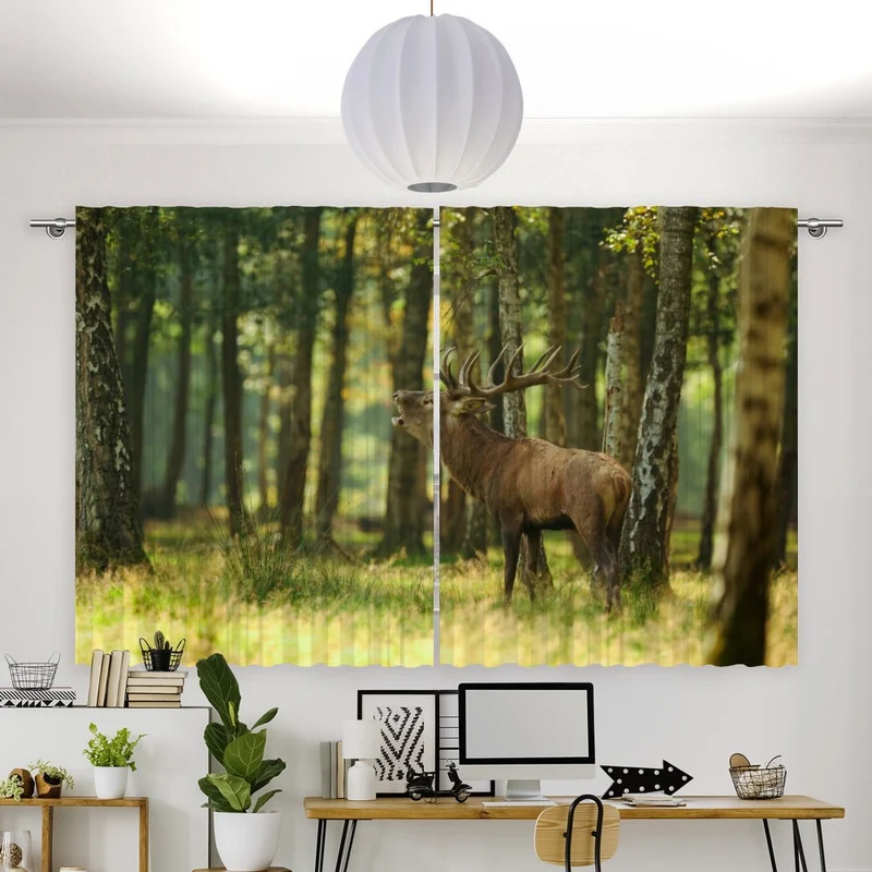 Vorhang Motiv "Hirsch Wald"