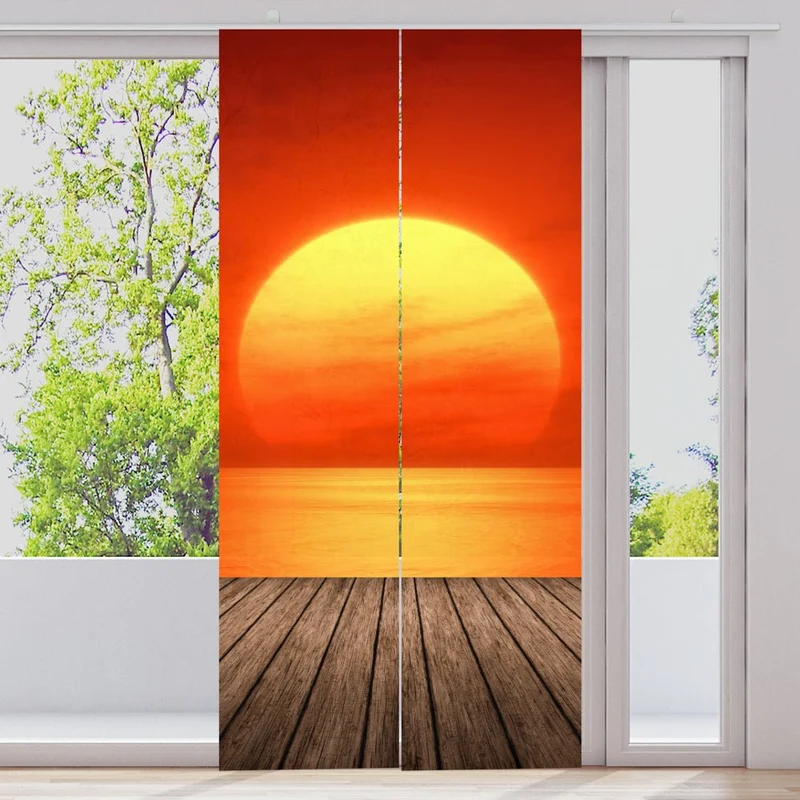 Schiebegardine Motiv "Sonnenuntergang Meer Steg"