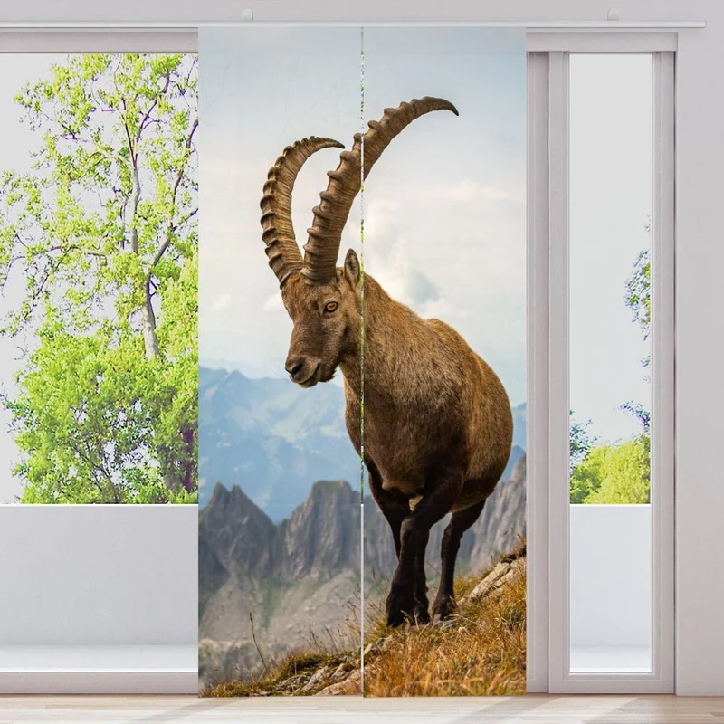 Schiebegardine Motiv "Steinbock Alpen Berge"