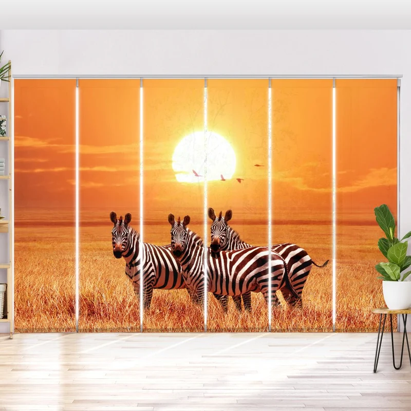 Schiebegardine Motiv "Zebras Afrika Savanne"